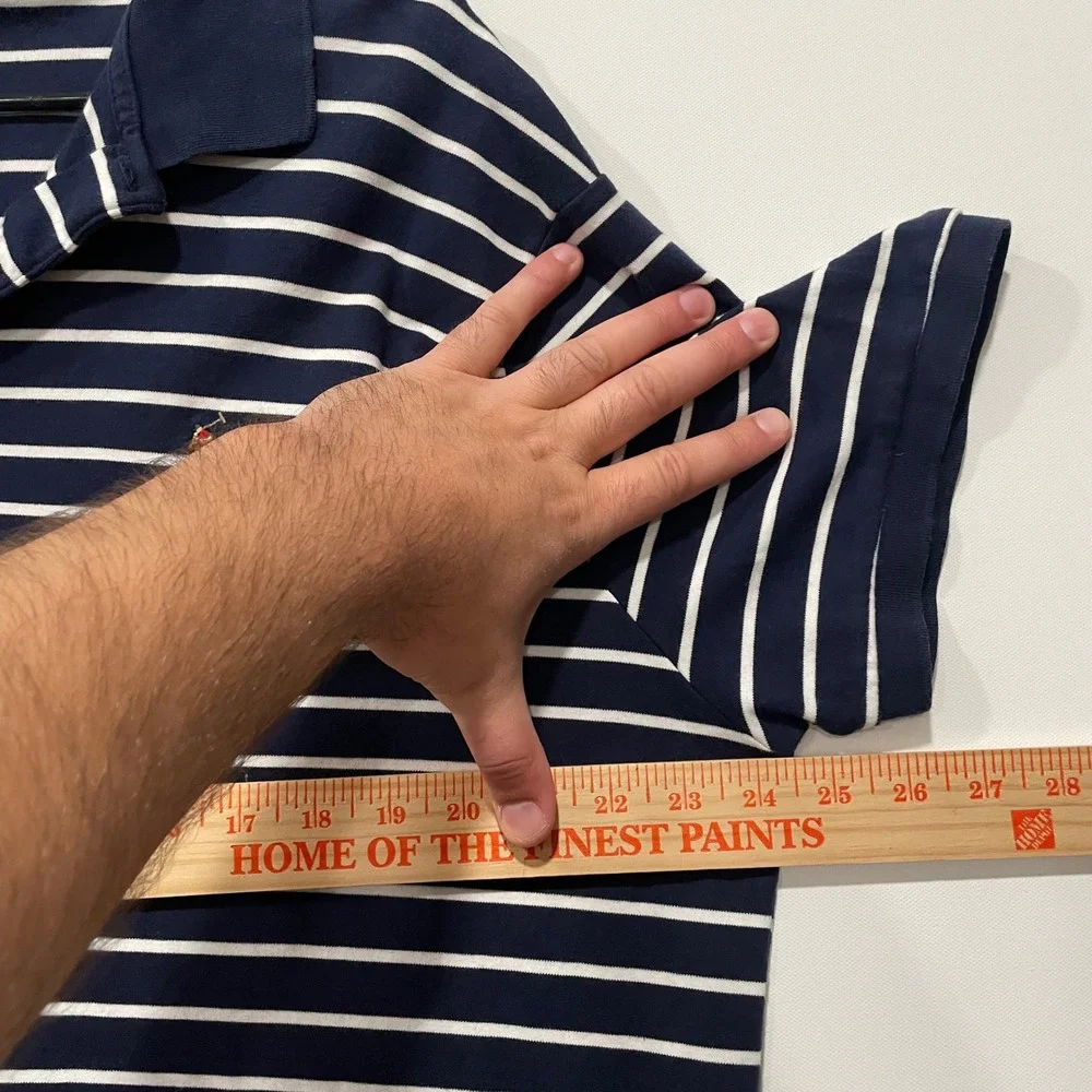Polo Ralph Lauren Mens XXL Striped Custom Slim Fit‎ SS Polo Shirt Flesh Pony